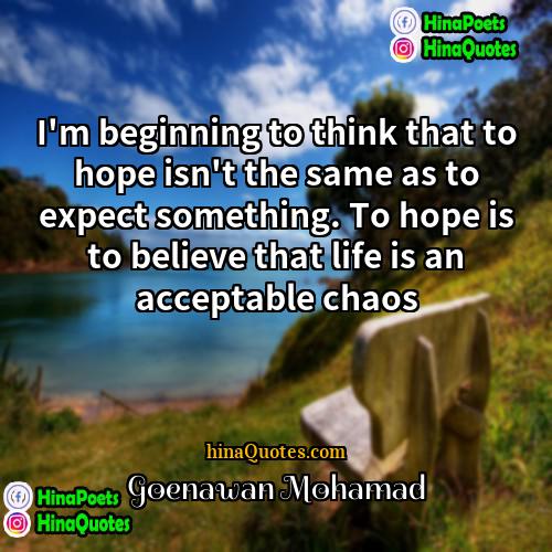 Goenawan Mohamad Quotes | I'm beginning to think that to hope